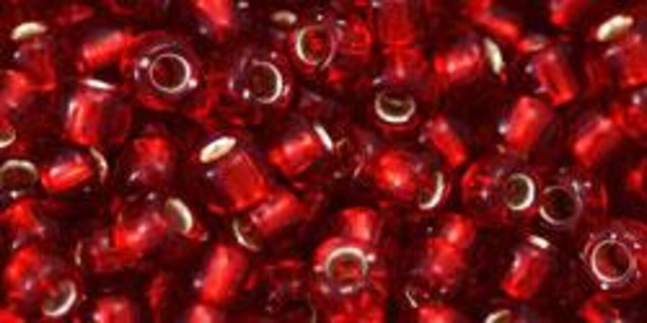 Toho 6/0 Round Japanese Seed Bead, TR6-25C, Silver Lined Ruby, 20 grams